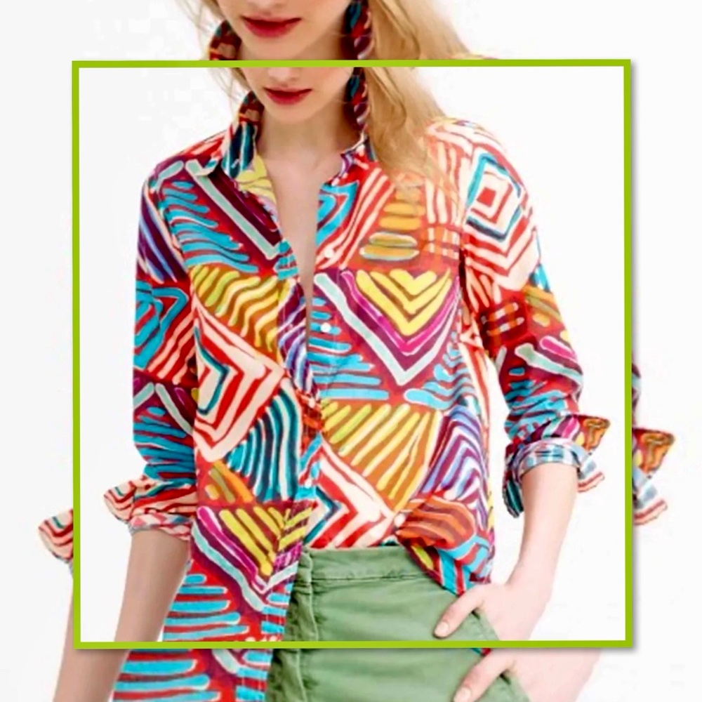 J.CREW GEO BRUSHSTROKE BOY BUTTON UP SHIRT 👚2